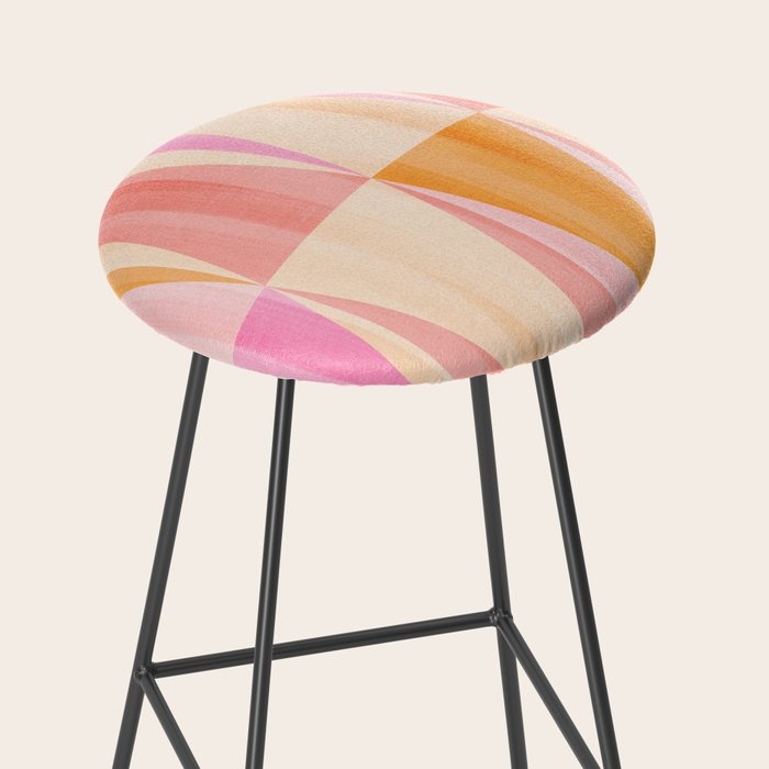 Mid Mod Deco Diamond Pattern 2. Peachy Stool Gallery Image 2