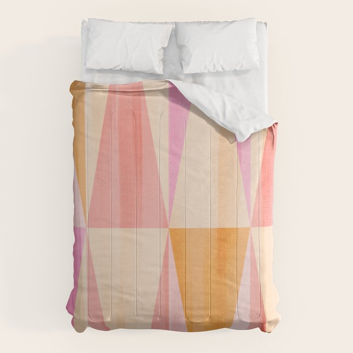 Mid Mod Deco Diamond Pattern 2. Peachy Comforter Gallery Image 1