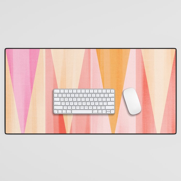 Mid Mod Deco Diamond Pattern 2. Peachy Desk Mat Gallery Image 1