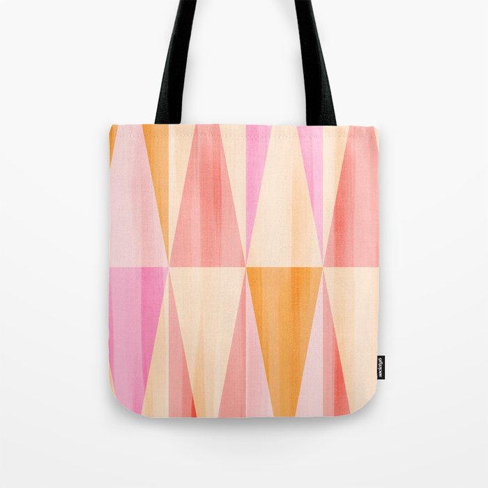 Mid Mod Deco Diamond Pattern 2. Peachy Tote Bag Gallery Image 1