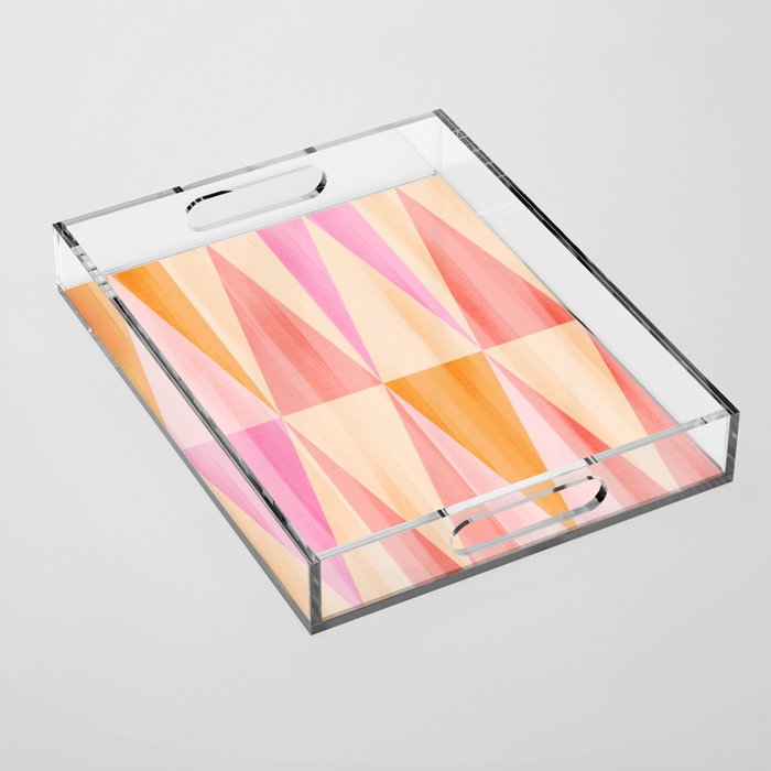 Mid Mod Deco Diamond Pattern 2. Peachy Acrylic Tray Gallery Image 1