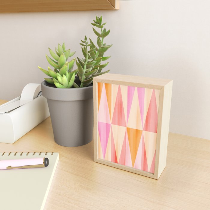 Mid Mod Deco Diamond Pattern 2. Peachy Mini Art Print Gallery Image 2