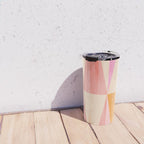 Mid Mod Deco Diamond Pattern 2. Peachy Travel Mug Gallery Image 4