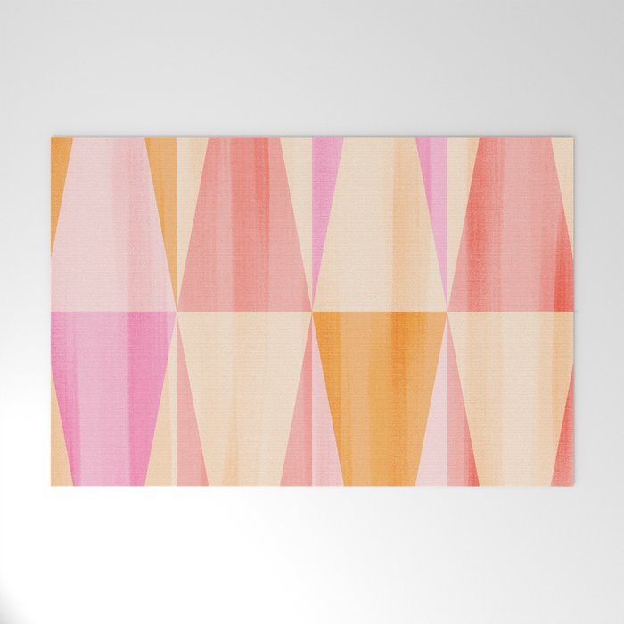 Mid Mod Deco Diamond Pattern 2. Peachy Welcome Mat Gallery Image 1