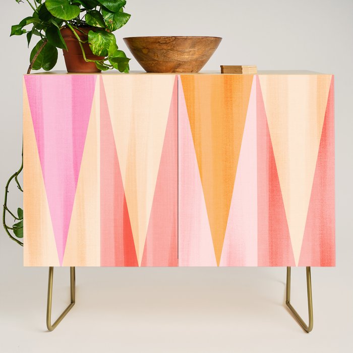Mid Mod Deco Diamond Pattern 2. Peachy Credenza Gallery Image 1