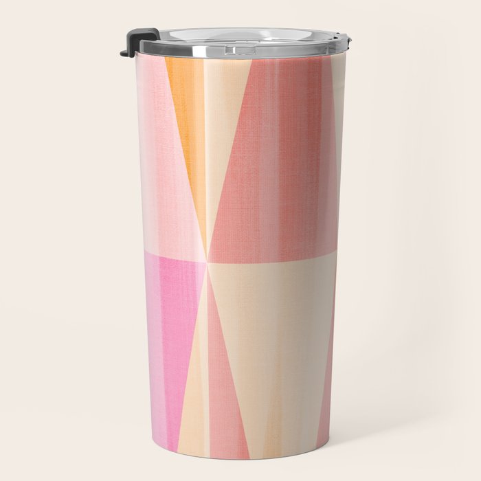 Mid Mod Deco Diamond Pattern 2. Peachy Travel Mug Gallery Image 3