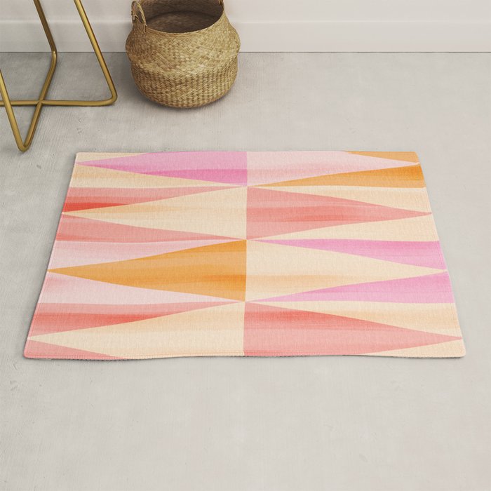 Mid Mod Deco Diamond Pattern 2. Peachy Rug Gallery Image 1