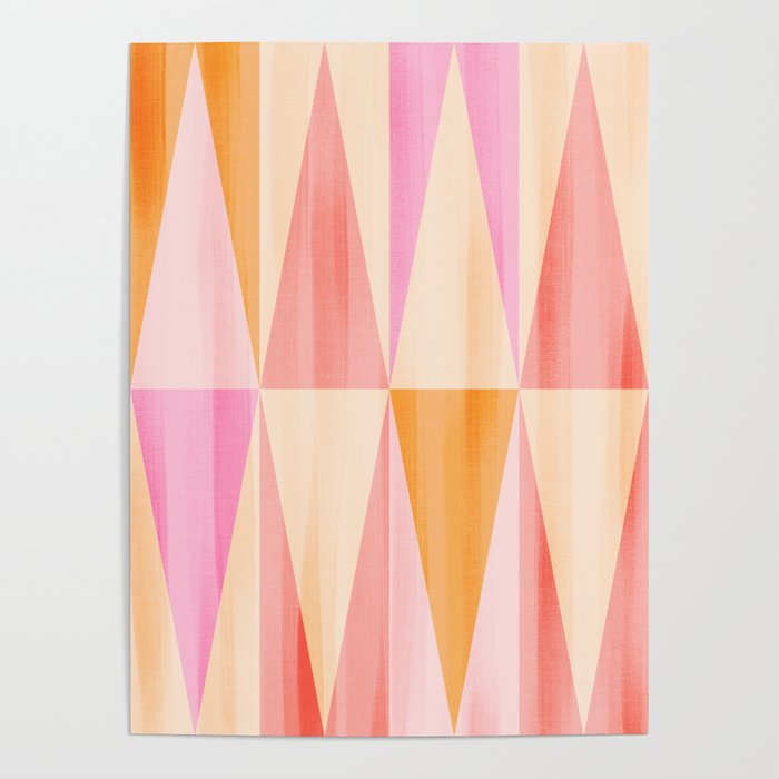Mid Mod Deco Diamond Pattern 2. Peachy Poster Gallery Image 1