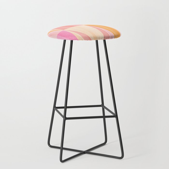 Mid Mod Deco Diamond Pattern 2. Peachy Stool Gallery Image 1