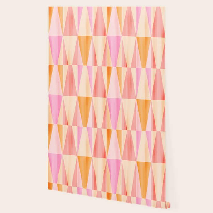 Mid Mod Deco Diamond Pattern 2. Peachy Wallpaper Gallery Image 2