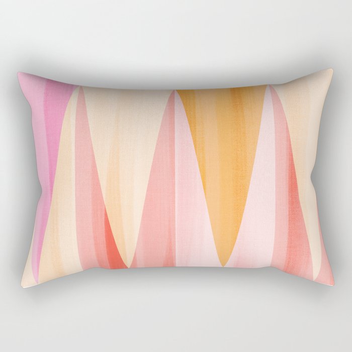 Mid Mod Deco Diamond Pattern 2. Peachy Rectangular Pillow Gallery Image 1