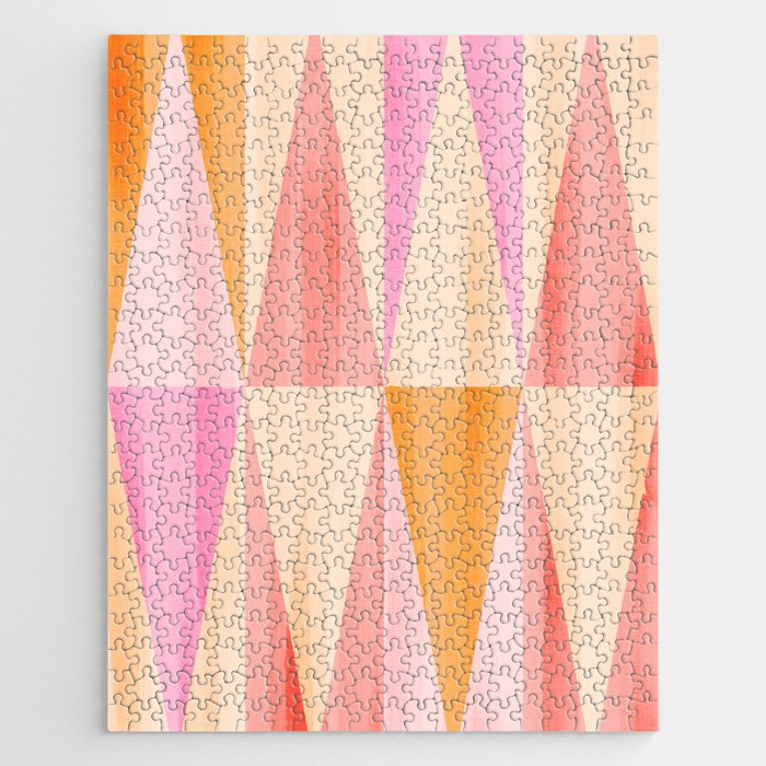 Mid Mod Deco Diamond Pattern 2. Peachy Jigsaw Puzzle Gallery Image 1