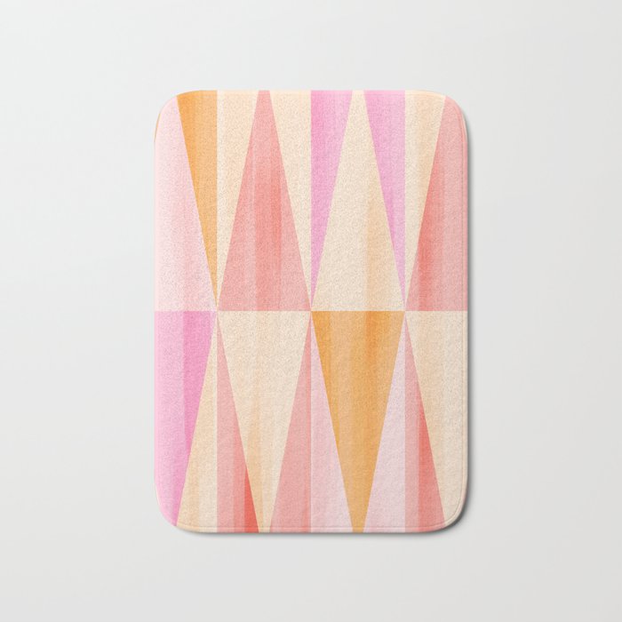 Mid Mod Deco Diamond Pattern 2. Peachy Bath Mat Gallery Image 1