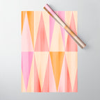 Mid Mod Deco Diamond Pattern 2. Peachy Wrapping Paper Gallery Image 1