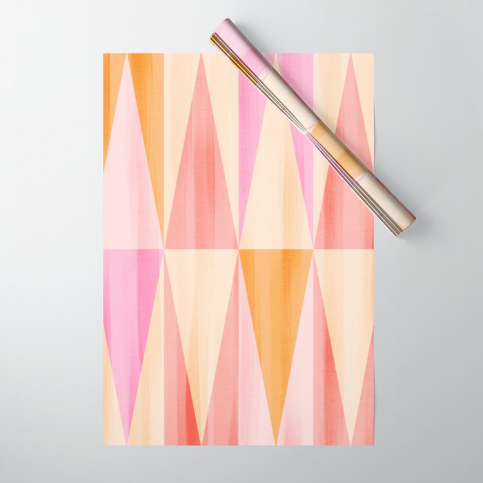 Mid Mod Deco Diamond Pattern 2. Peachy Wrapping Paper Gallery Image 1