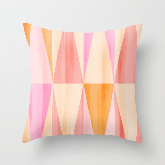Mid Mod Deco Diamond Pattern 2. Peachy Throw Pillow Gallery Image 6