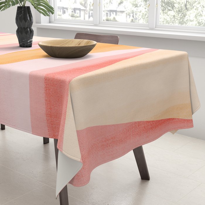 Mid Mod Deco Diamond Pattern 2. Peachy Tablecloth Gallery Image 3