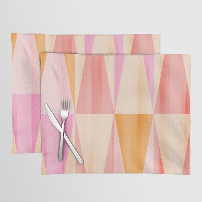 Mid Mod Deco Diamond Pattern 2. Peachy Placemat Gallery Image 1