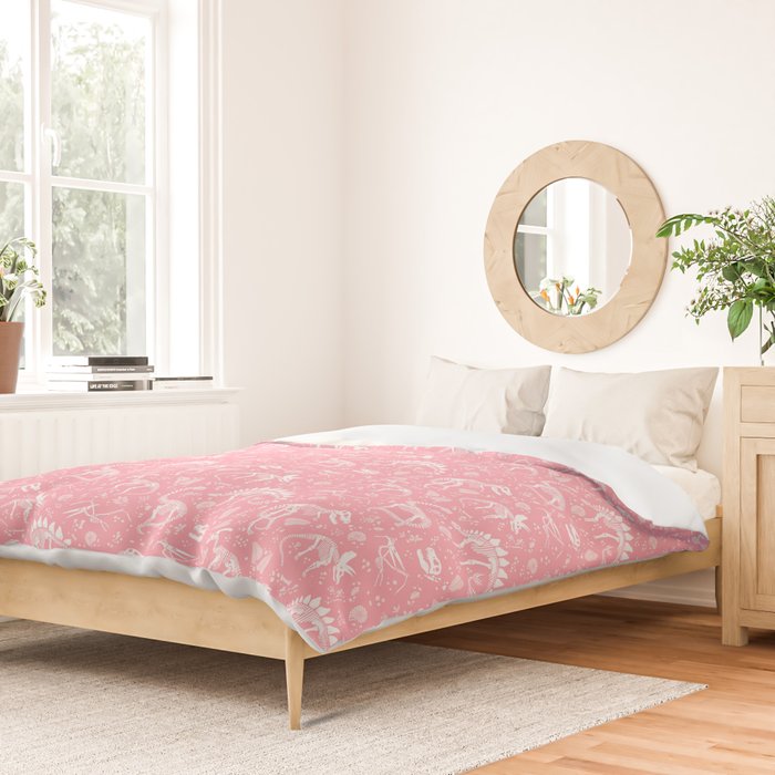 Excavated Dinosaur Fossils in Candy Pink Duvet Cover Gallery Image 2