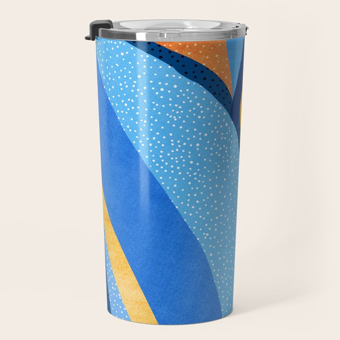 First Light - Orange and Blue Abstract Botanical Travel Mug Gallery Image 3