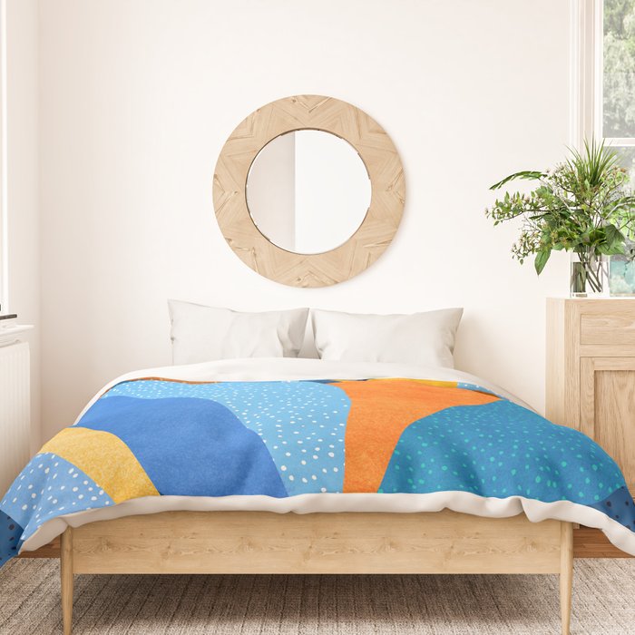 First Light - Orange and Blue Abstract Botanical Duvet Cover Gallery Image 3