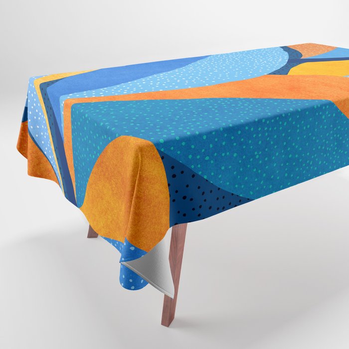 First Light - Orange and Blue Abstract Botanical Tablecloth Gallery Image 1