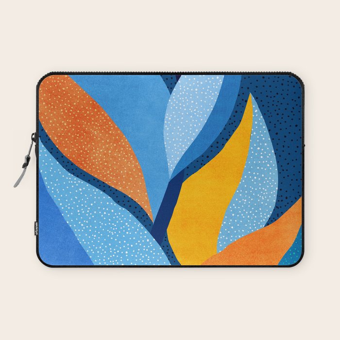 First Light - Orange and Blue Abstract Botanical Laptop Sleeve Gallery Image 1