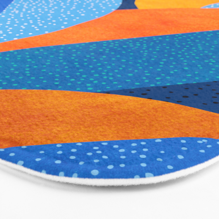 First Light - Orange and Blue Abstract Botanical Bath Mat Gallery Image 3