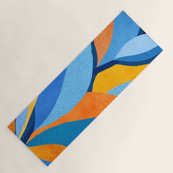 First Light - Orange and Blue Abstract Botanical Yoga Mat Gallery Image 1