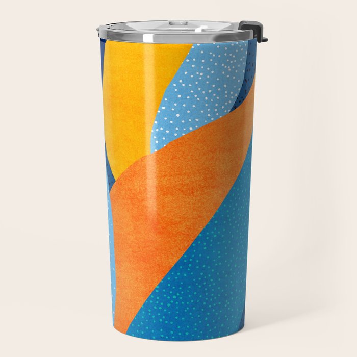 First Light - Orange and Blue Abstract Botanical Travel Mug Gallery Image 2