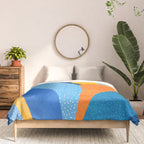 First Light - Orange and Blue Abstract Botanical Comforter Gallery Image 3