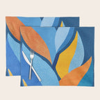 First Light - Orange and Blue Abstract Botanical Placemat Gallery Image 1