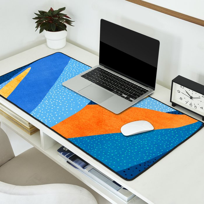 First Light - Orange and Blue Abstract Botanical Desk Mat Gallery Image 2