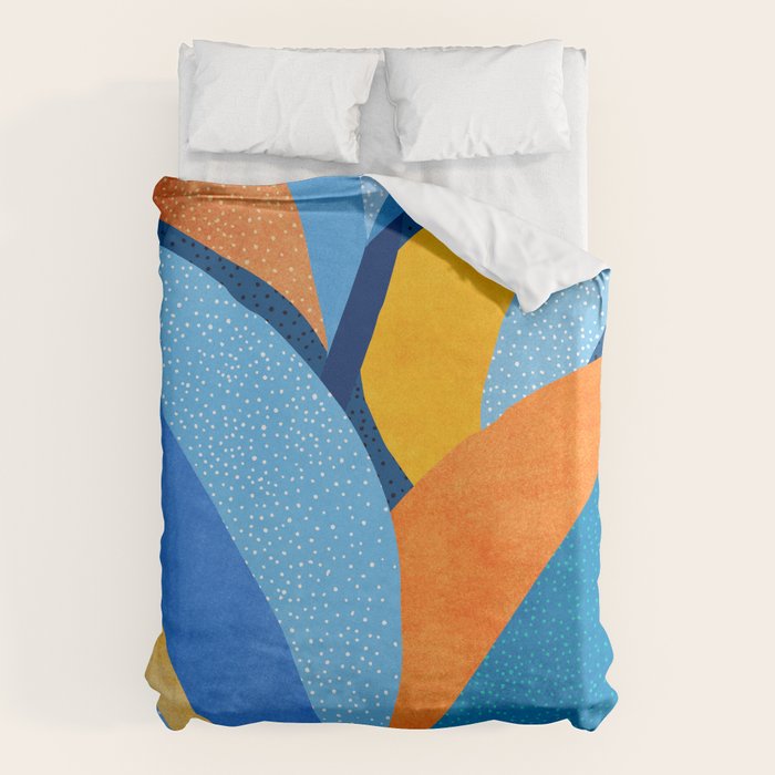 First Light - Orange and Blue Abstract Botanical Duvet Cover Gallery Image 6