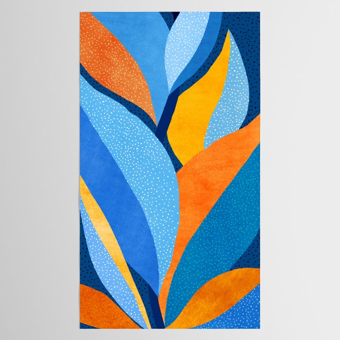 First Light - Orange and Blue Abstract Botanical Tablecloth Gallery Image 2