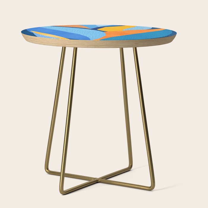 First Light - Orange and Blue Abstract Botanical Side Table Gallery Image 1
