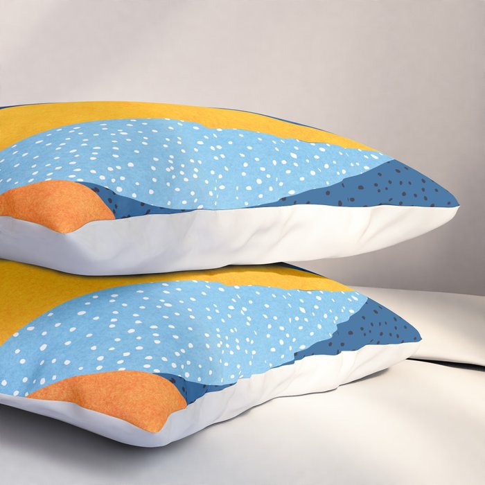 First Light - Orange and Blue Abstract Botanical Pillow Sham Gallery Image 3