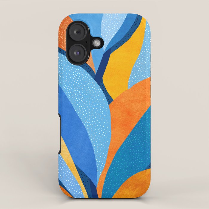 First Light - Orange and Blue Abstract Botanical iPhone Case Gallery Image 1