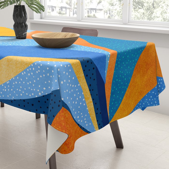 First Light - Orange and Blue Abstract Botanical Tablecloth Gallery Image 3