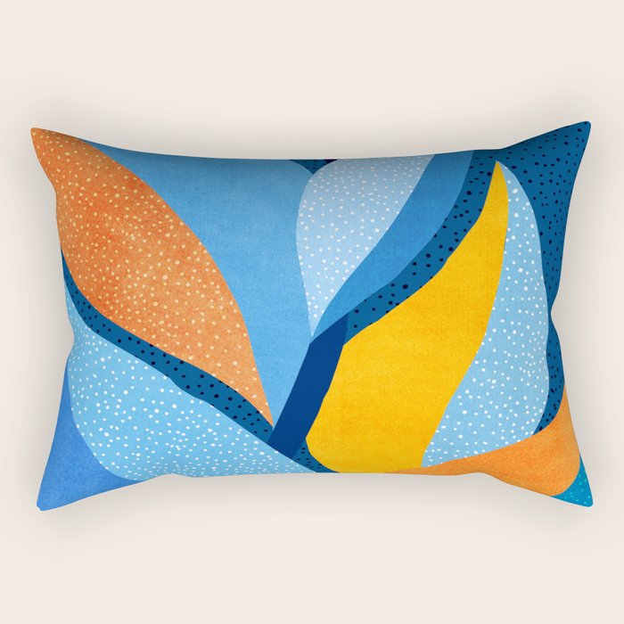 First Light - Orange and Blue Abstract Botanical Rectangular Pillow Gallery Image 1