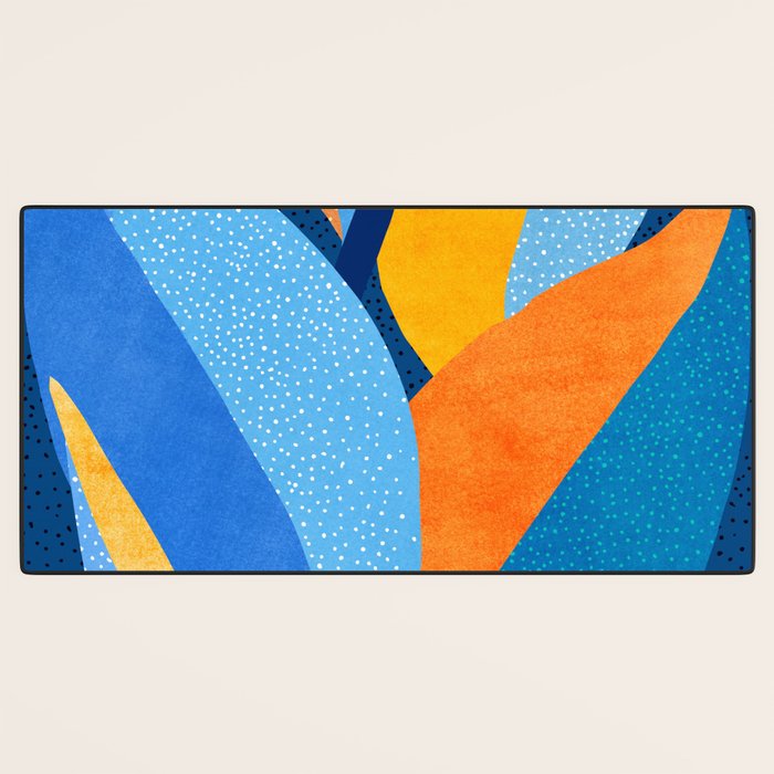 First Light - Orange and Blue Abstract Botanical Desk Mat Gallery Image 3