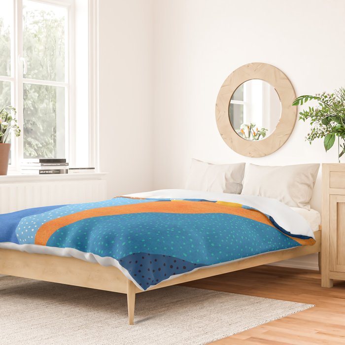 First Light - Orange and Blue Abstract Botanical Duvet Cover Gallery Image 2