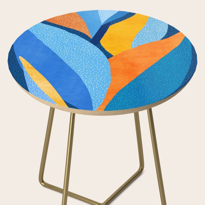 First Light - Orange and Blue Abstract Botanical Side Table Gallery Image 2