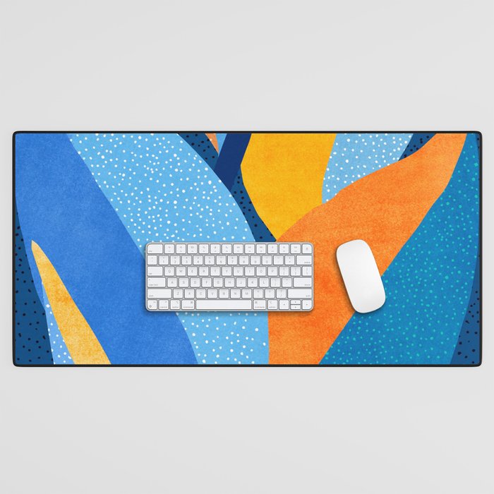 First Light - Orange and Blue Abstract Botanical Desk Mat Gallery Image 1