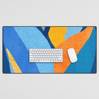 First Light - Orange and Blue Abstract Botanical Desk Mat Gallery Image 1