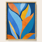 First Light - Orange and Blue Abstract Botanical Serving Tray Gallery Image 1