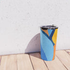 First Light - Orange and Blue Abstract Botanical Travel Mug Gallery Image 4