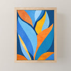 First Light - Orange and Blue Abstract Botanical Mini Art Print Gallery Image 1
