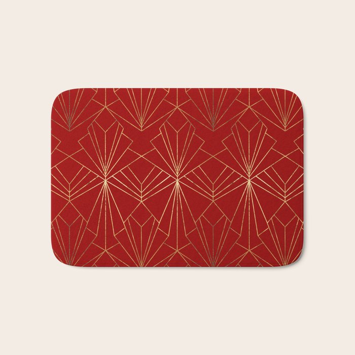Crimson Red Art Deco Bath Mat Gallery Image 1