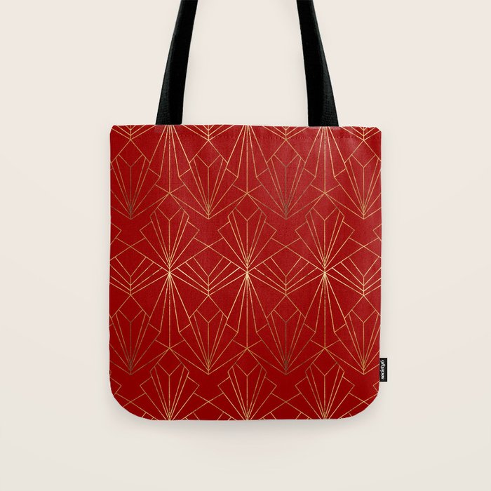 Crimson Red Art Deco Tote Bag